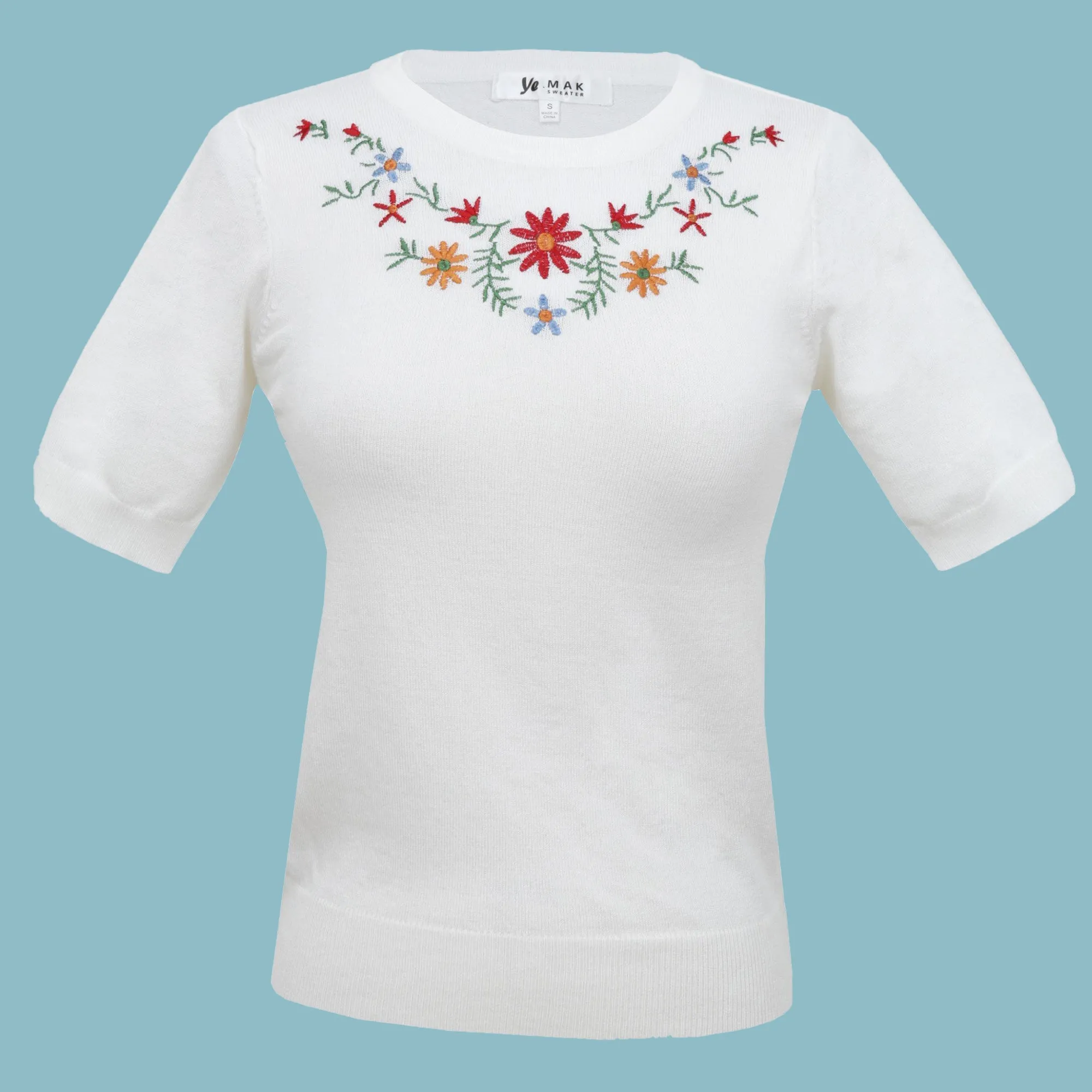 Makenna Embroidered Pullover Sweater in 10 Colors