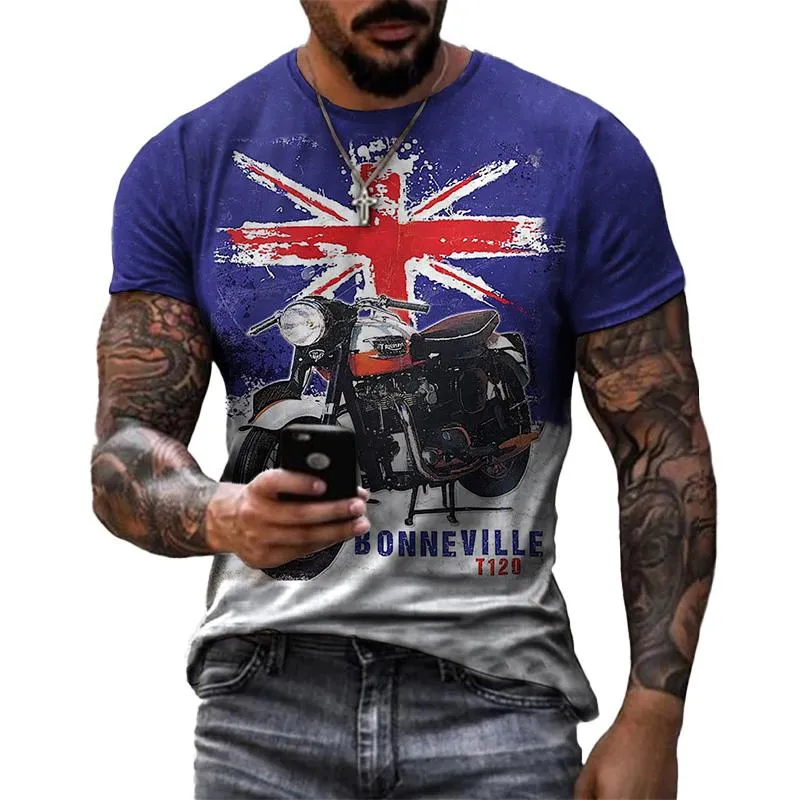 Men's Casual Motorcycle 3D Printing Loose Pullover Short-sleeved T-shirt 22437809YM