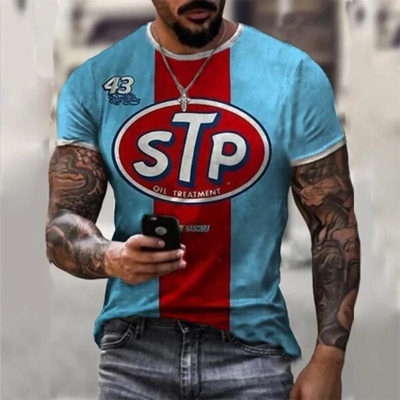 Men's Casual Motorcycle 3D Printing Loose Pullover Short-sleeved T-shirt 22437809YM