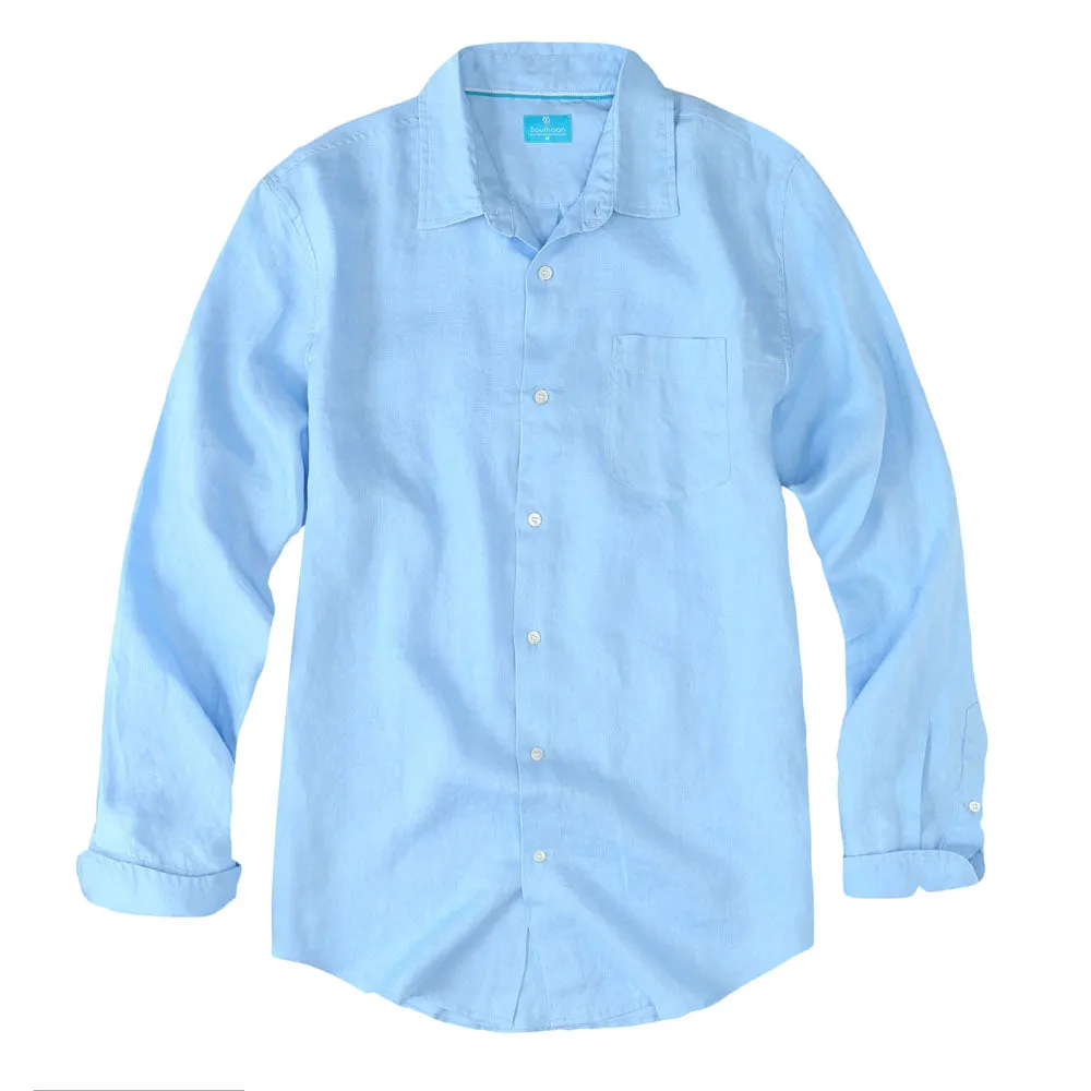 Men's Regular Fit Long Sleeve 100% Linen Shirt