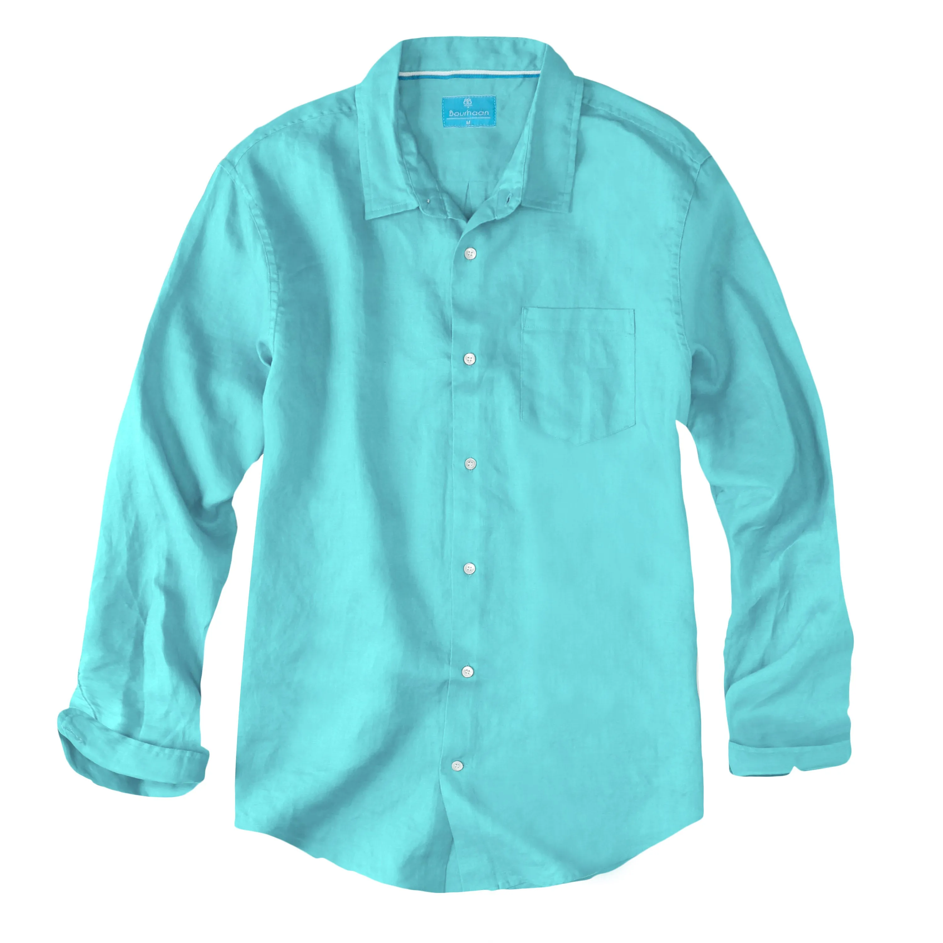 Men's Regular Fit Long Sleeve 100% Linen Shirt