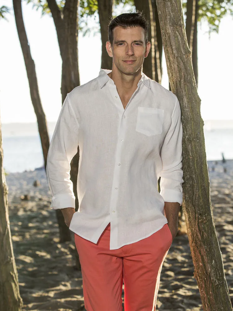 Men's Regular Fit Long Sleeve 100% Linen Shirt