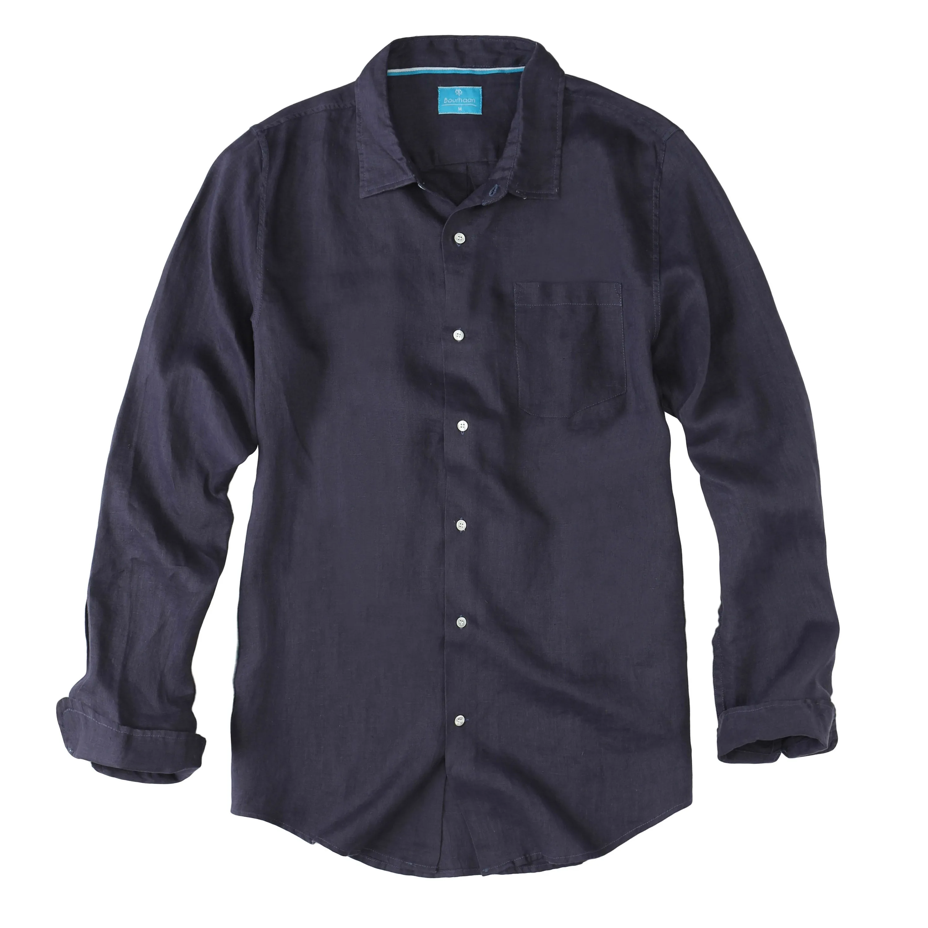 Men's Regular Fit Long Sleeve 100% Linen Shirt