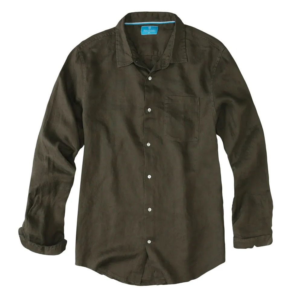 Men's Regular Fit Long Sleeve 100% Linen Shirt