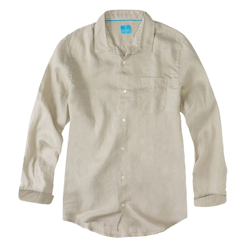 Men's Regular Fit Long Sleeve 100% Linen Shirt