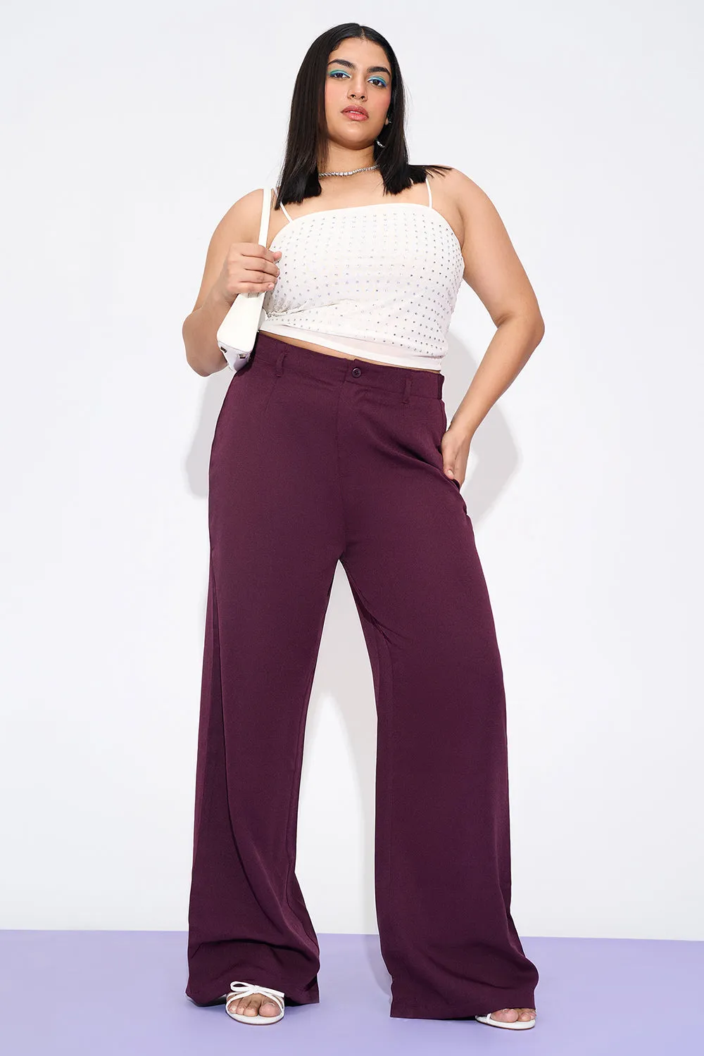 Merlot Mist Curve Adjustable Korean Pants