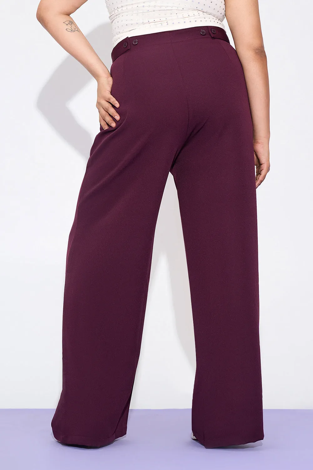 Merlot Mist Curve Adjustable Korean Pants