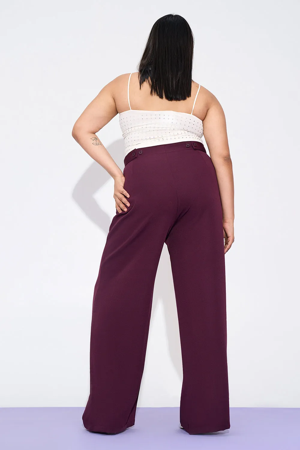 Merlot Mist Curve Adjustable Korean Pants