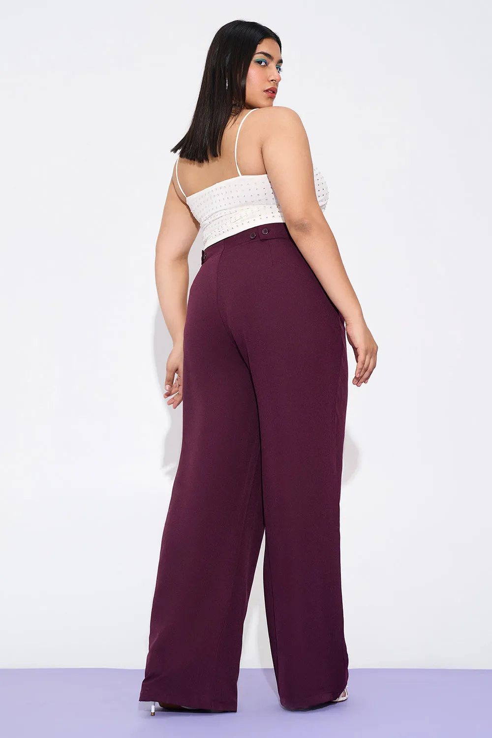 Merlot Mist Curve Adjustable Korean Pants