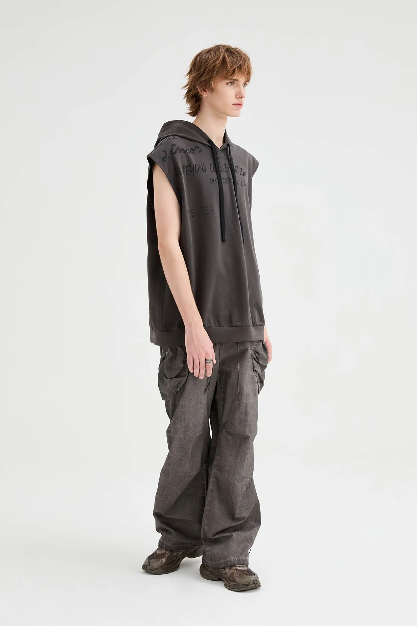 Multi-Pocket Crinkled Drawstring Cargo Pants