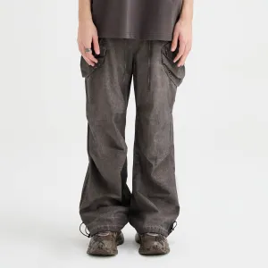 Multi-Pocket Crinkled Drawstring Cargo Pants