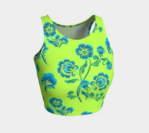 Neon Green Floral Awakening Crop Top