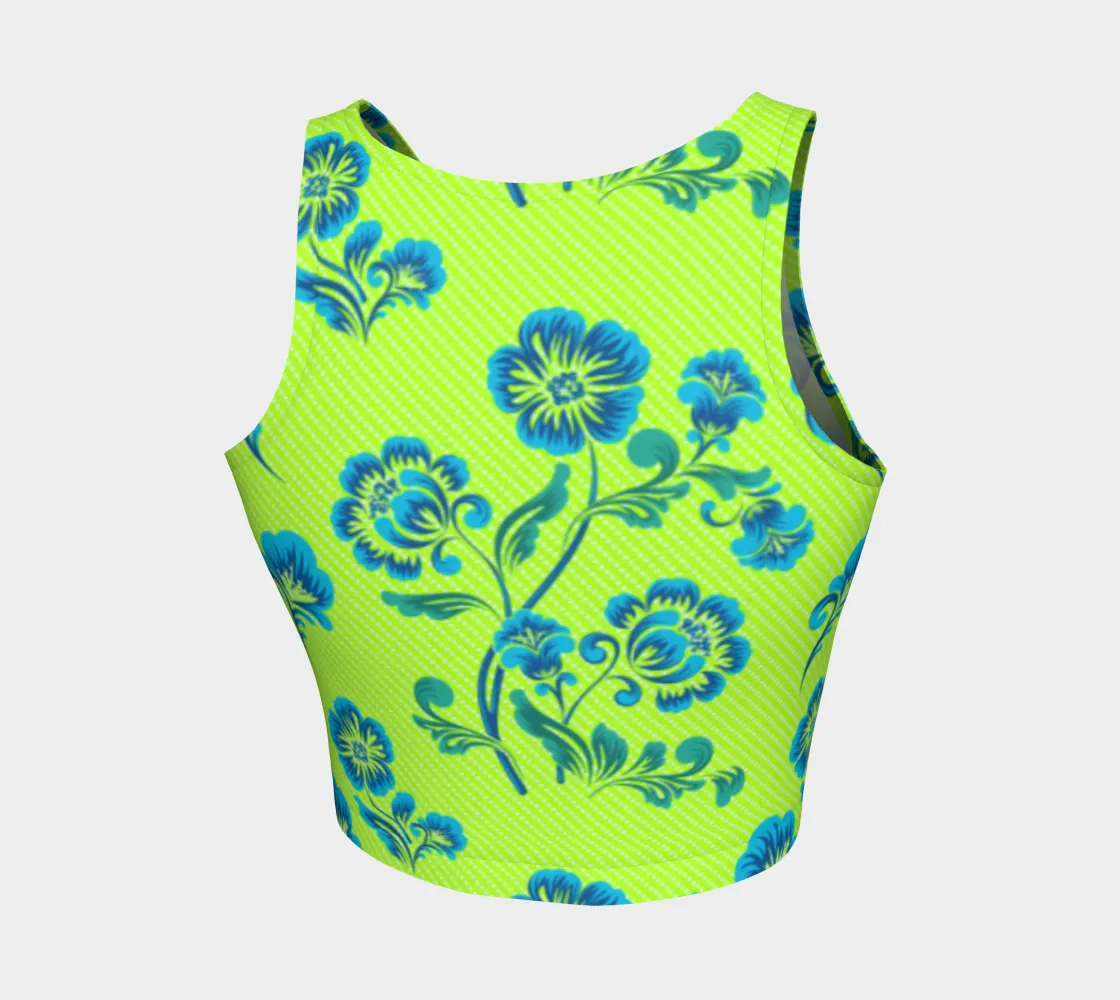 Neon Green Floral Awakening Crop Top