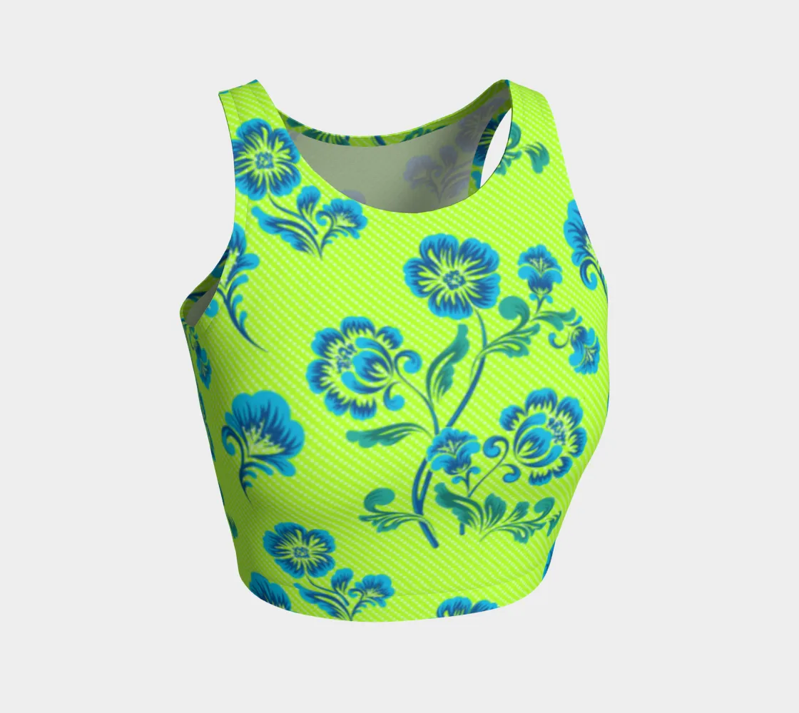 Neon Green Floral Awakening Crop Top