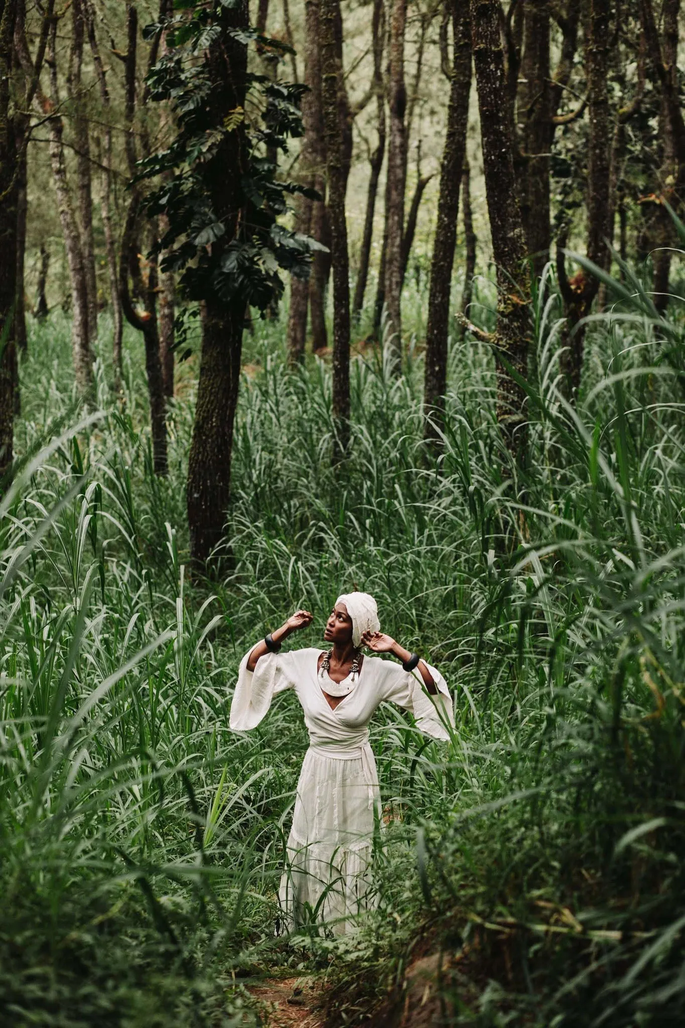 Off-White Long Boho Skirt with Pockets