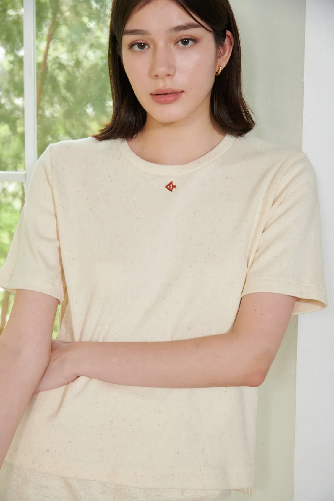 Oversized T-Shirt With Embroidered Fish Logo-TAKTAI