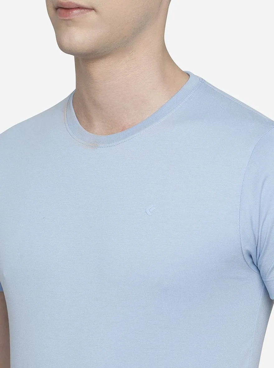 Powder Blue Solid Slim Fit T-Shirt | Greenfibre