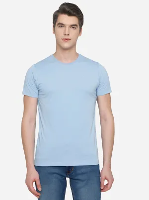 Powder Blue Solid Slim Fit T-Shirt | Greenfibre