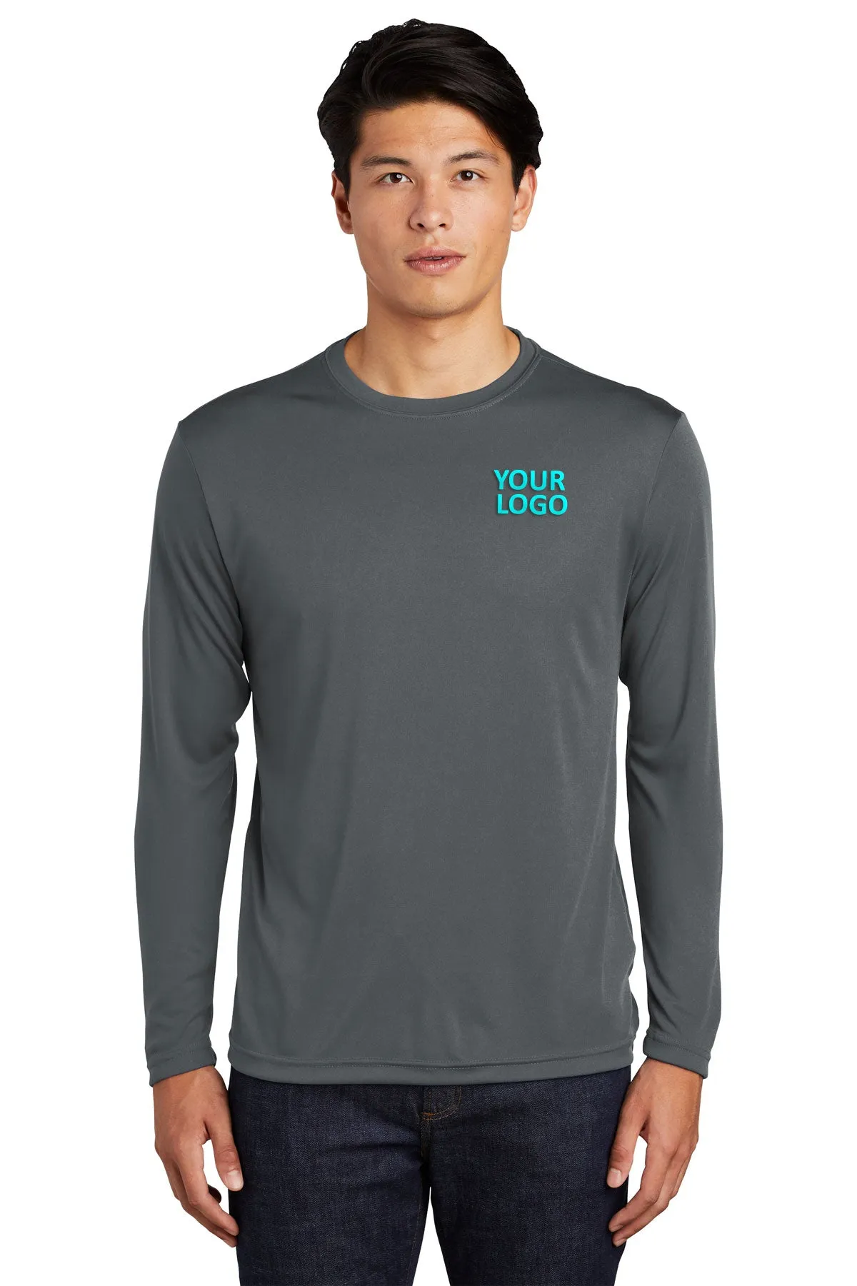 Sport-Tek Tall Long Sleeve PosiCharge Custom Competitor Tee's, Iron Grey