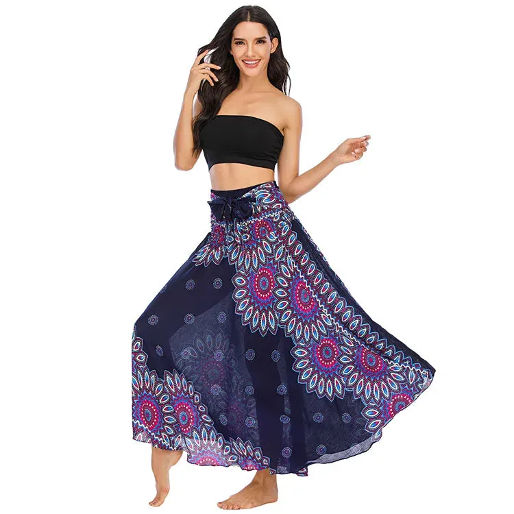 Summer Bohemian Long Skirts Women Saia Casual Print Fashion Loose Maxi Skirt Woman Clothing Harajuku Jupe Femme Faldas Bottom