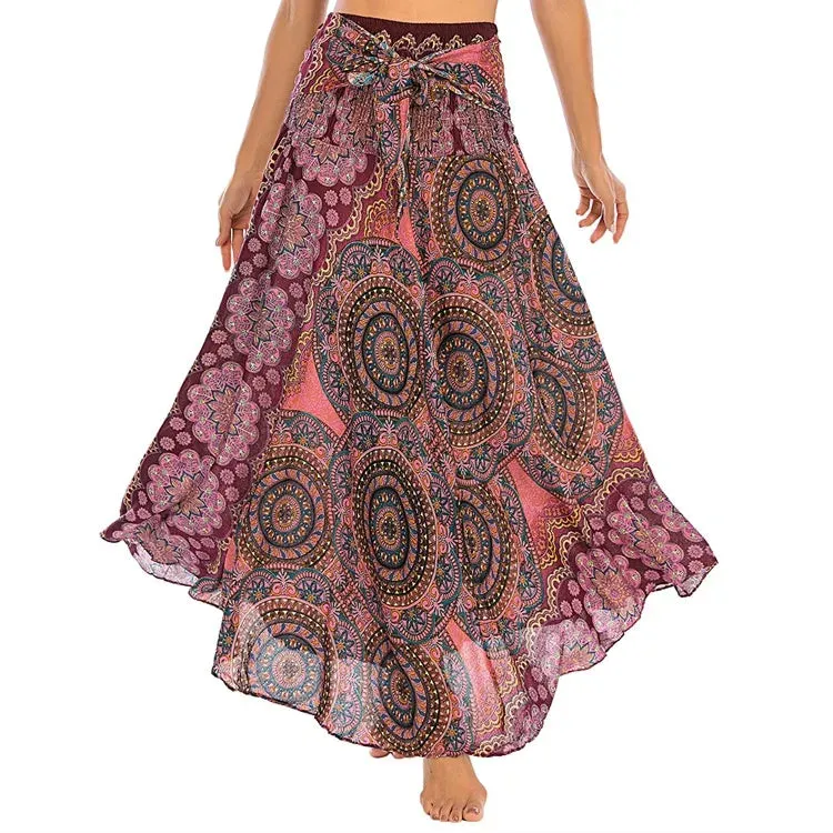 Summer Bohemian Long Skirts Women Saia Casual Print Fashion Loose Maxi Skirt Woman Clothing Harajuku Jupe Femme Faldas Bottom