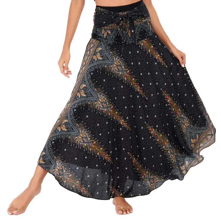 Summer Bohemian Long Skirts Women Saia Casual Print Fashion Loose Maxi Skirt Woman Clothing Harajuku Jupe Femme Faldas Bottom