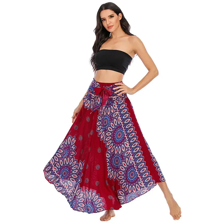 Summer Bohemian Long Skirts Women Saia Casual Print Fashion Loose Maxi Skirt Woman Clothing Harajuku Jupe Femme Faldas Bottom