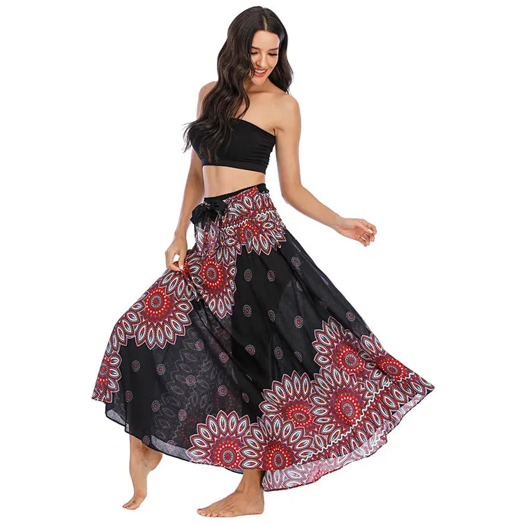 Summer Bohemian Long Skirts Women Saia Casual Print Fashion Loose Maxi Skirt Woman Clothing Harajuku Jupe Femme Faldas Bottom