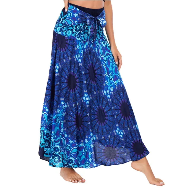 Summer Bohemian Long Skirts Women Saia Casual Print Fashion Loose Maxi Skirt Woman Clothing Harajuku Jupe Femme Faldas Bottom