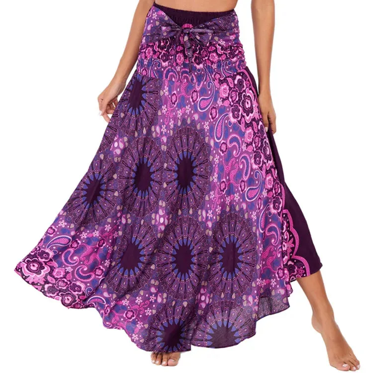 Summer Bohemian Long Skirts Women Saia Casual Print Fashion Loose Maxi Skirt Woman Clothing Harajuku Jupe Femme Faldas Bottom