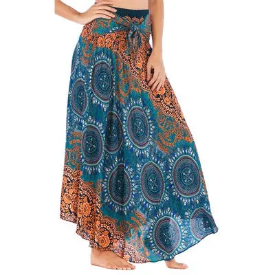 Summer Bohemian Long Skirts Women Saia Casual Print Fashion Loose Maxi Skirt Woman Clothing Harajuku Jupe Femme Faldas Bottom