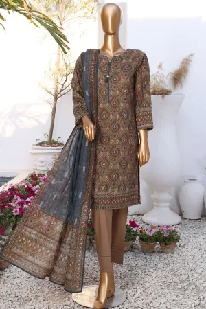 Summer Vibes By HZ Stitched 3 Piece Printed Lawn Vol-02 Collection'2024-PSL-407-Brown