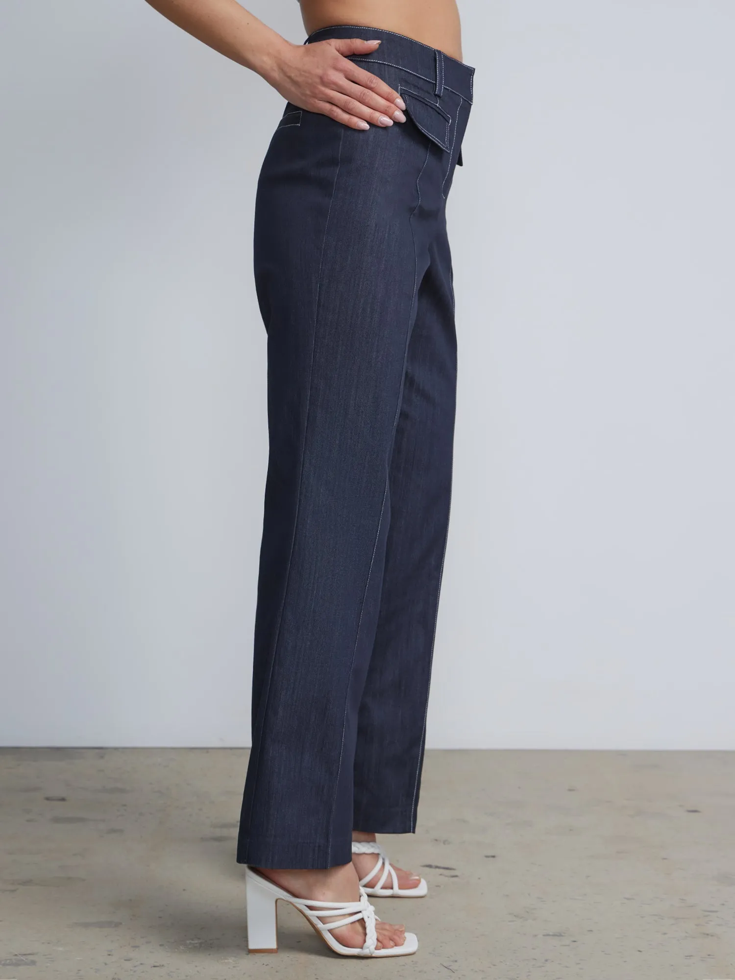 Tall High-Waisted Denim Straight-Leg Pant