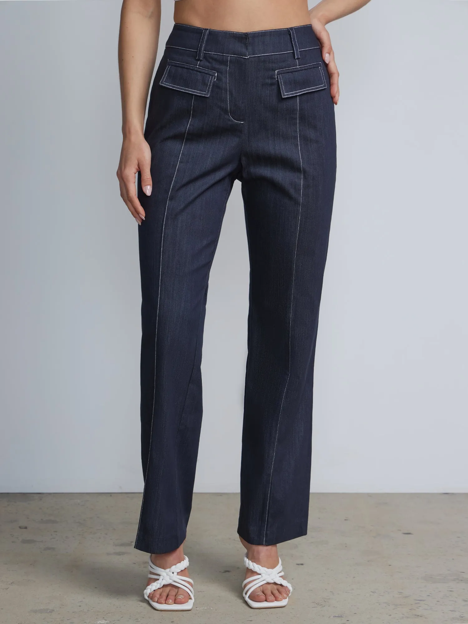 Tall High-Waisted Denim Straight-Leg Pant