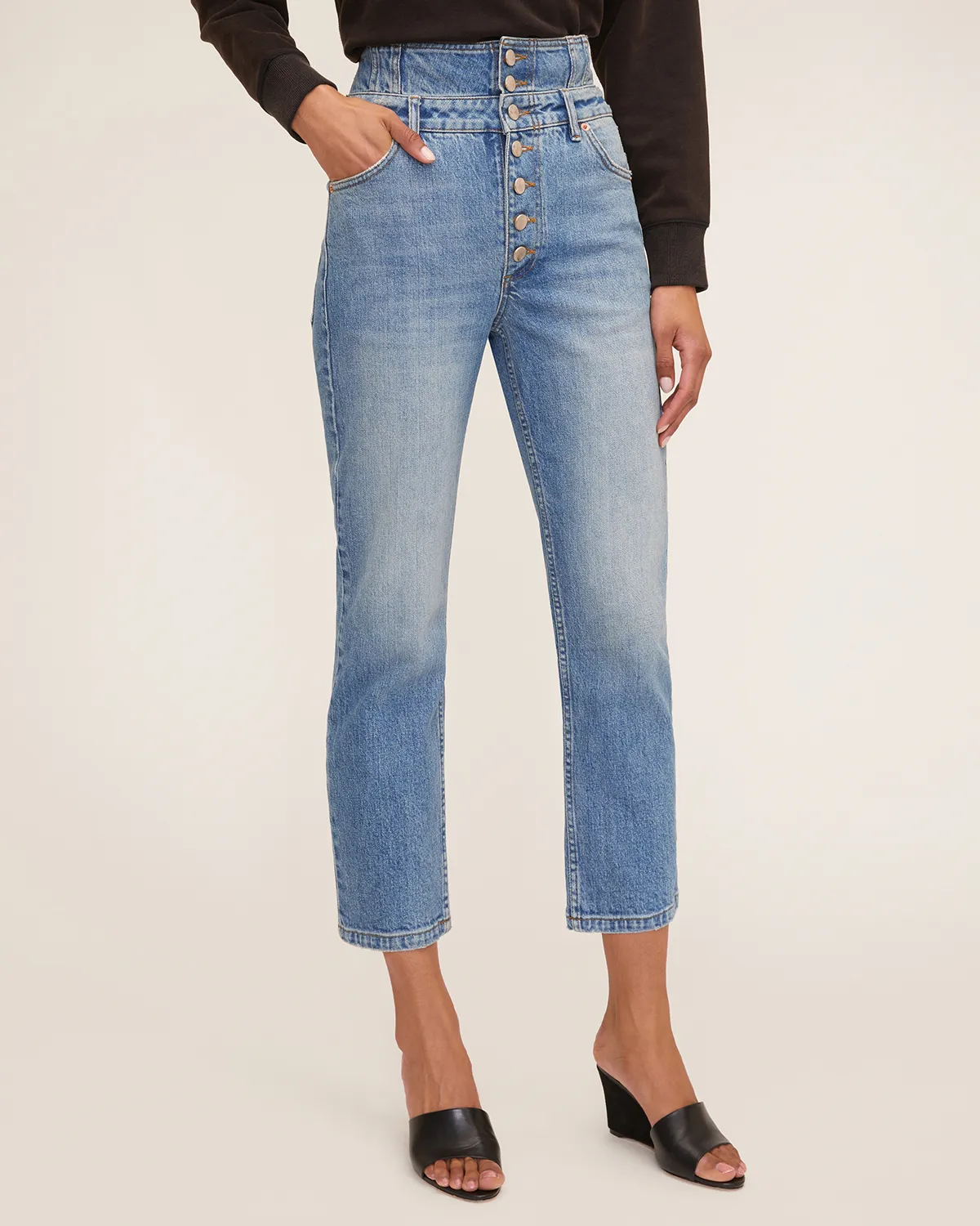 Turner II High Waist Corset Jean in Indigo Medium Stone Wash