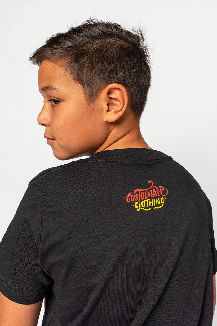 Vintage Strong & Proud Classic Black Cotton Crew Neck Kids T-Shirt