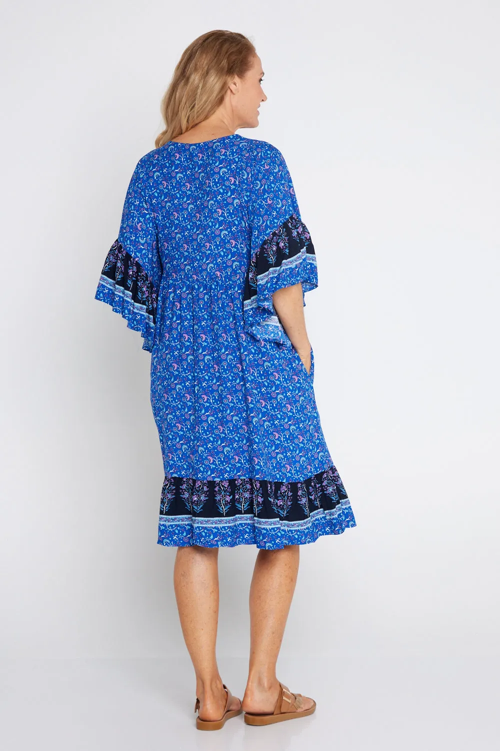 Wategos Dress - Royal Blue Jacobean