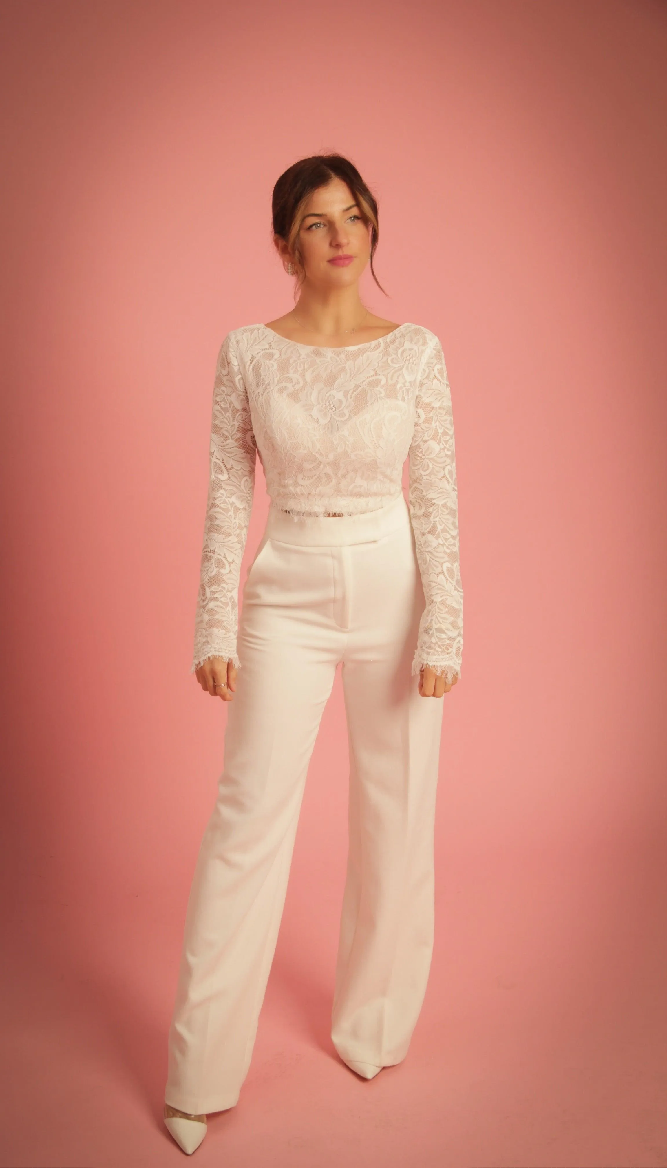 Wide Leg Bridal Suit Trousers