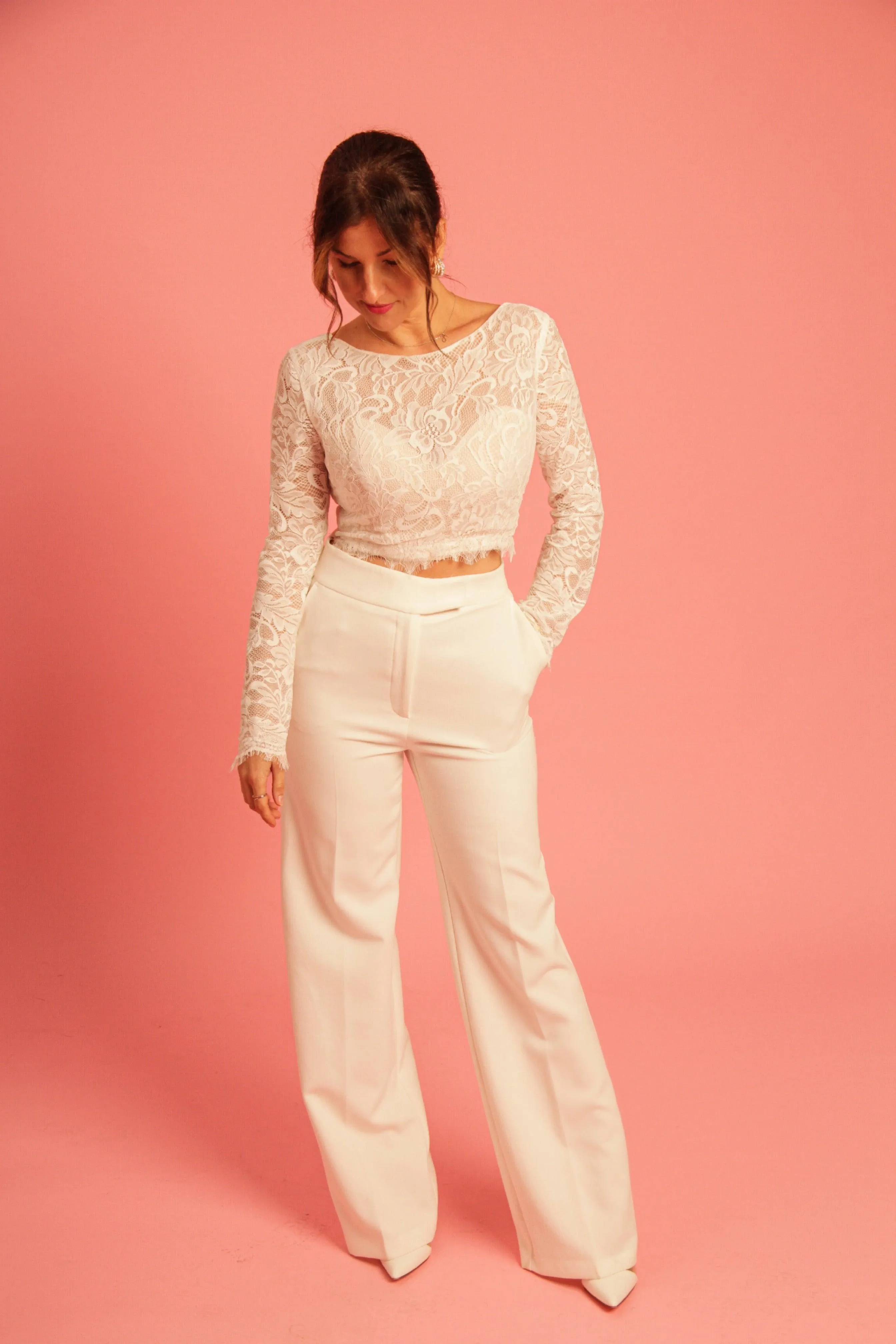 Wide Leg Bridal Suit Trousers