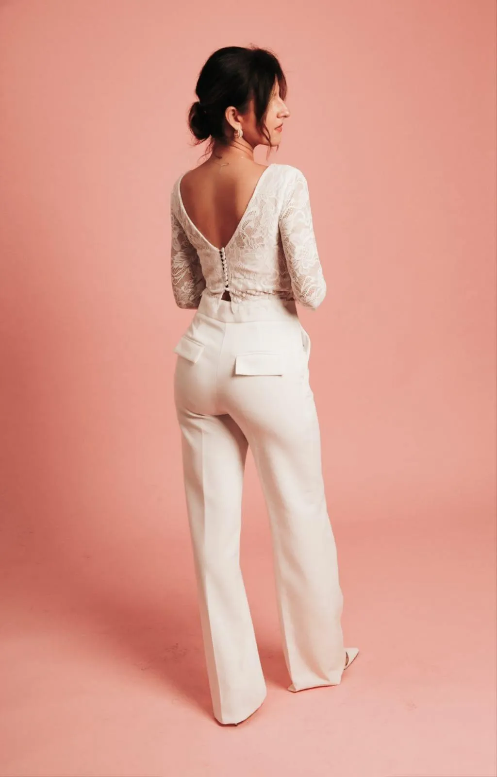 Wide Leg Bridal Suit Trousers