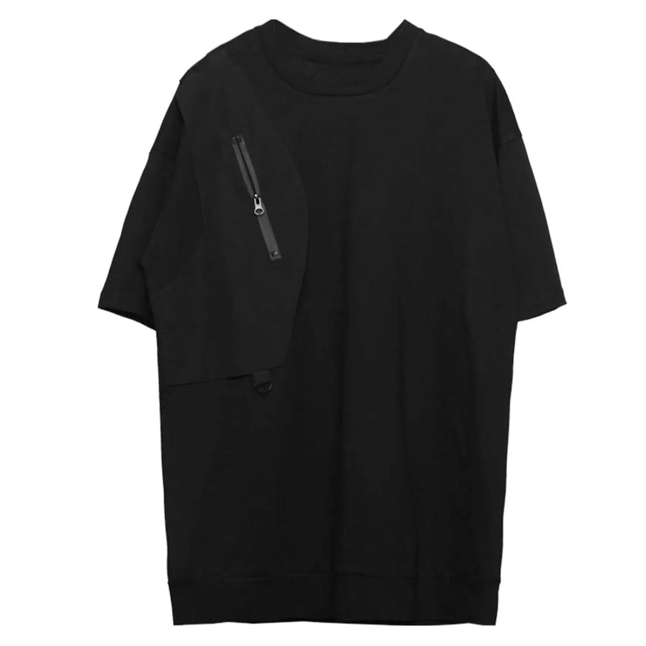 WLS Dark Functional Zipper Patchwork Tee