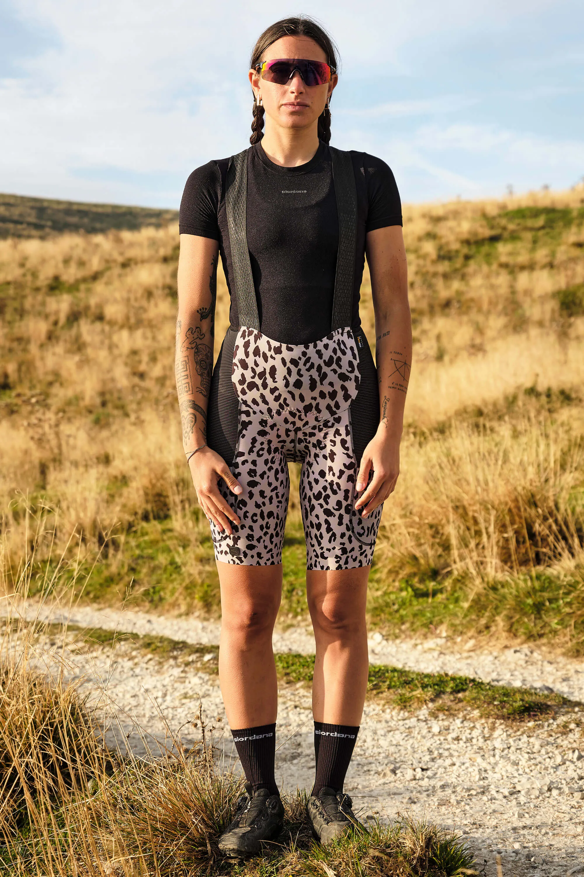 Women's Beyond Gravel Leopard Cargo Bib Short