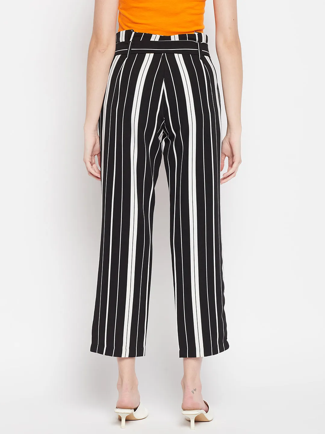 Women's   Black Stripe  High Rise Pants