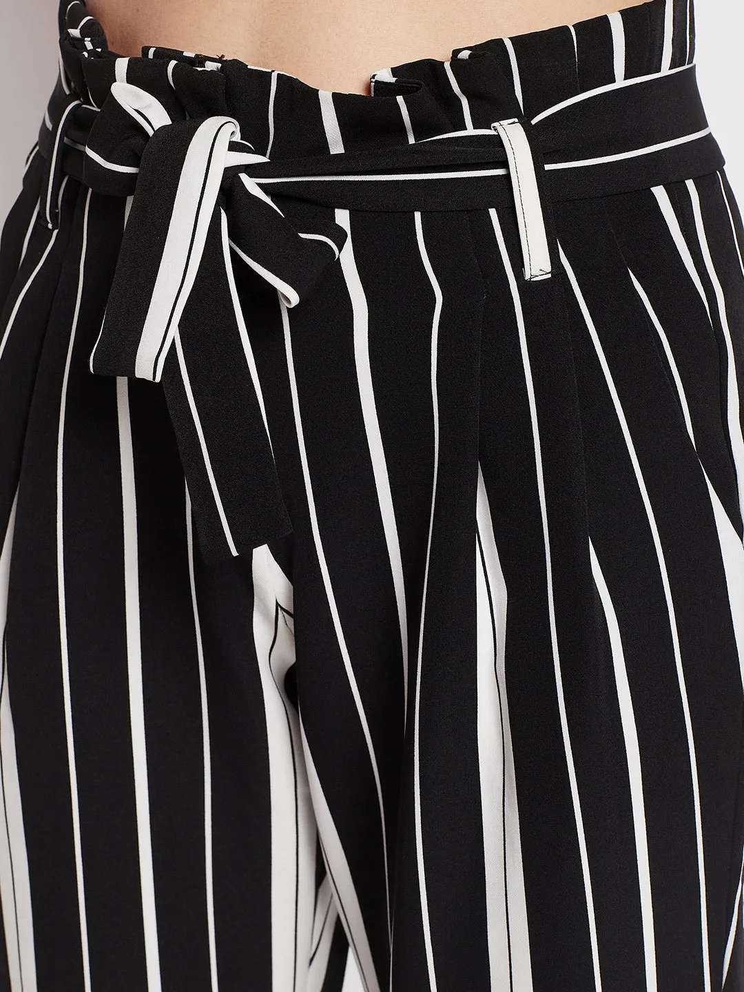 Women's   Black Stripe  High Rise Pants