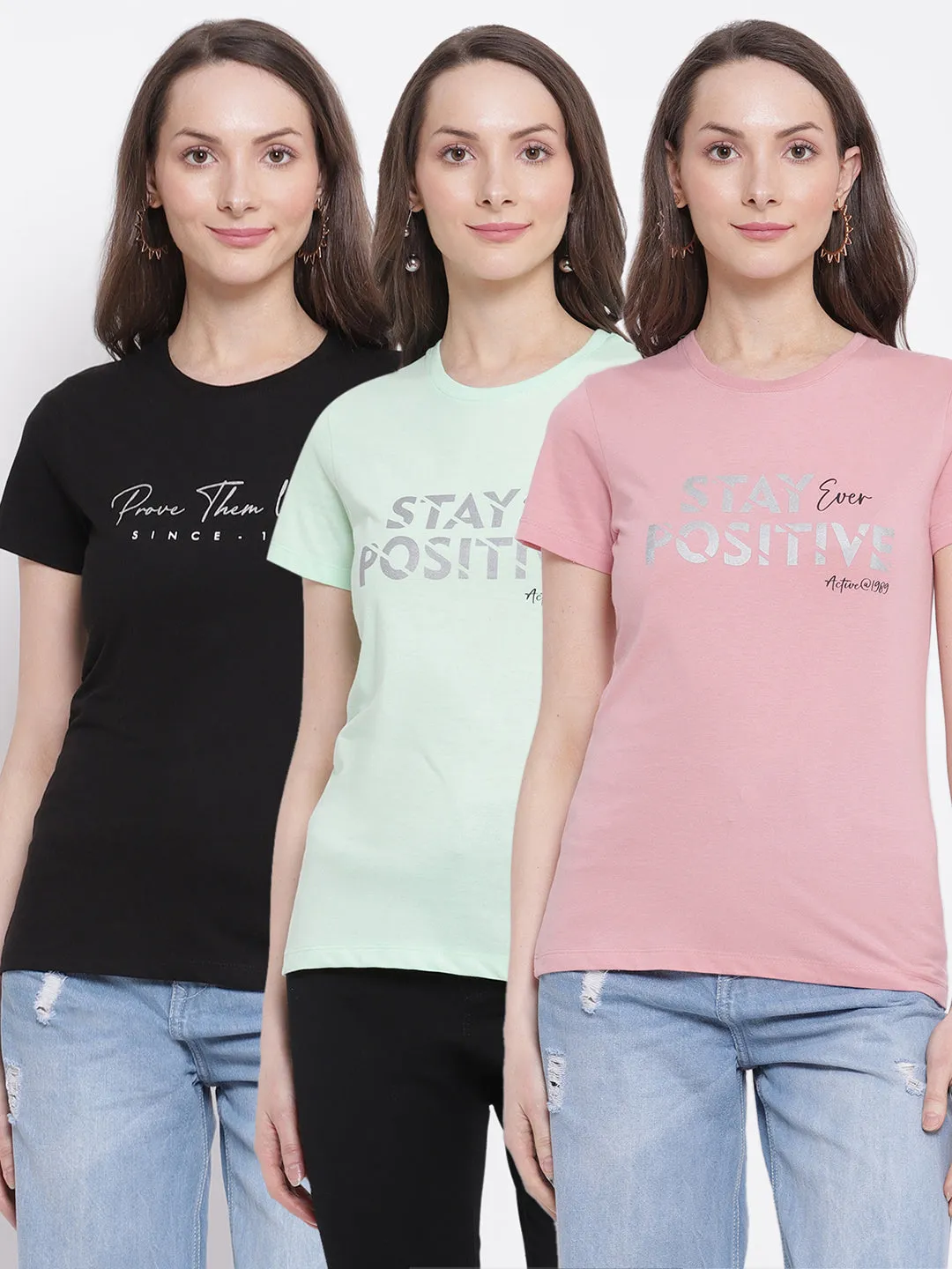 Women's Casual Regular Short Sleeve Pink,Light Green,Black Round neck Graphic Print T-Shirts