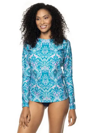 Women's Hightide Long Sleeve Swim Shirt  |  Clear Sky Blue MOSAIC GARDEN