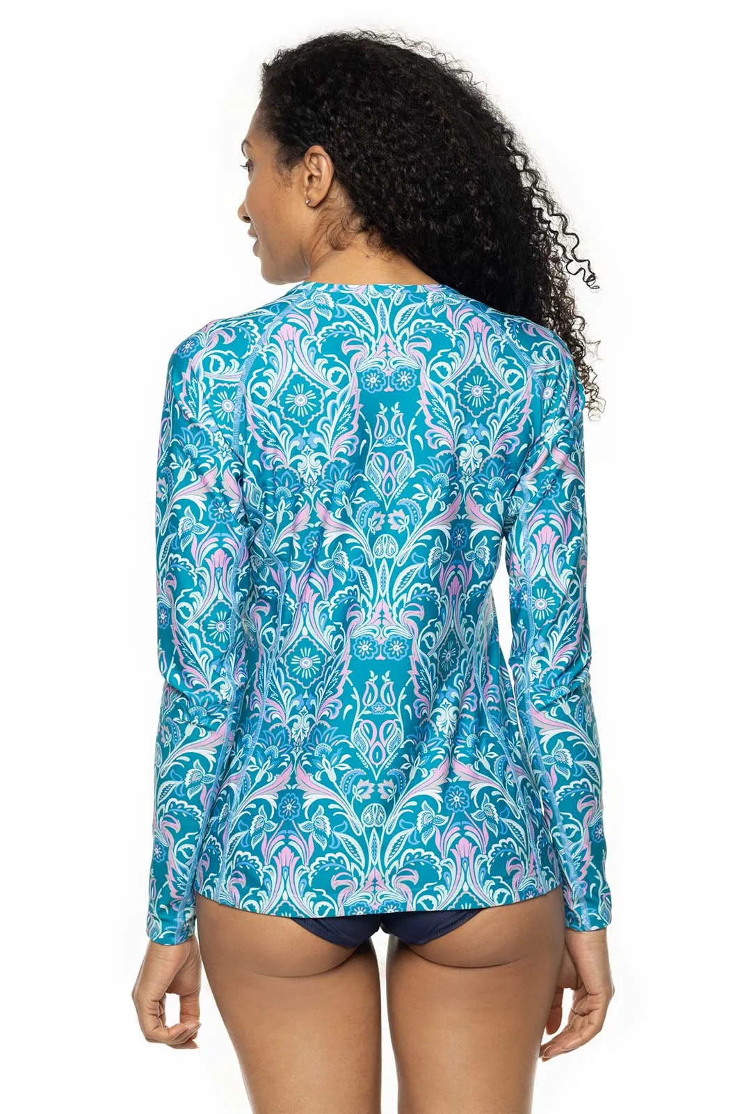 Women's Hightide Long Sleeve Swim Shirt | Clear Sky Blue MOSAIC GARDEN