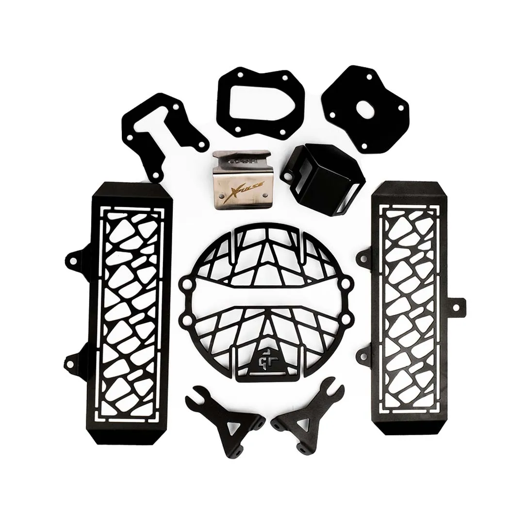 Xpulse BS6 Combo Set: Headlight, Radiator, Fluid, & Side Stand Protection